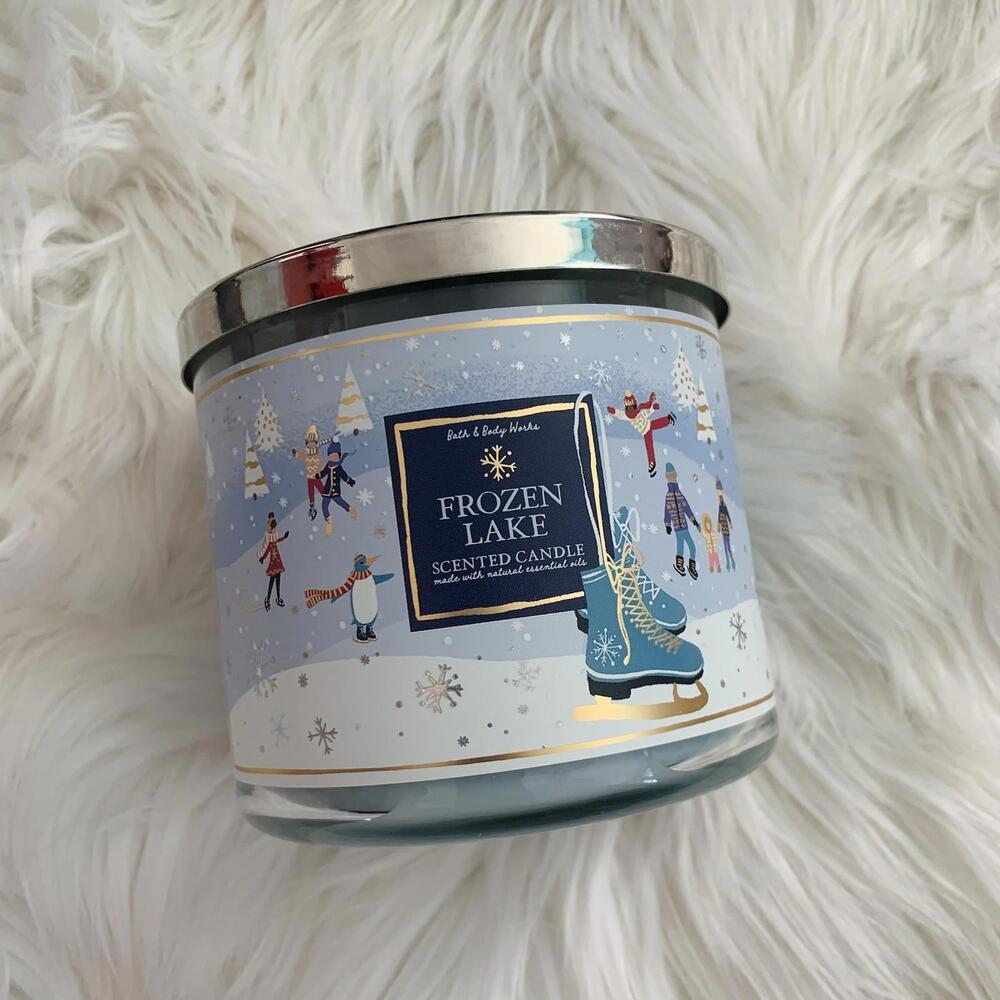 Bath & Body Works frozen 3 Wick Candle 14.5 holiday winter lavender Eucalyptus